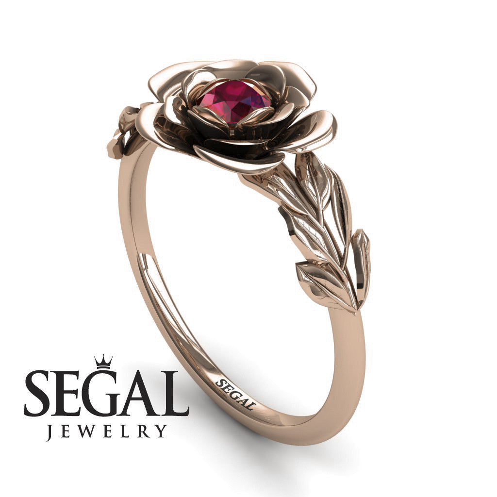 Soft Flower And Leaves Ruby Ring- Adalyn no. 8
